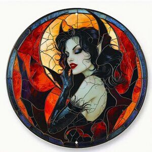 1pc 8x8inch, Aluminum Sign, Autumn Vampire, Welcome Wreath Sign